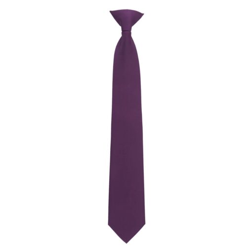 Aubergine Purple Plain Twill Clip On Tie