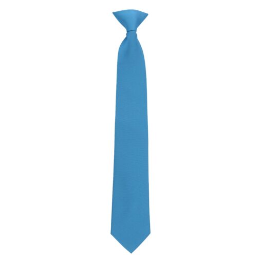 Azure Blue Plain Twill Clip On Tie
