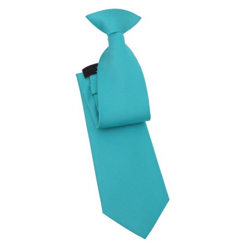 Turquoise Green Plain Twill Clip On Tie