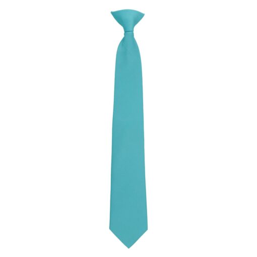 Turquoise Green Plain Twill Clip On Tie