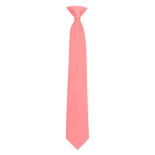 Coral Plain Twill Clip On Tie
