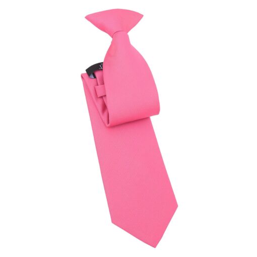 Fuchsia Pink Plain Twill Clip On Tie