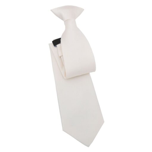 Pearled Ivory Plain Twill Clip On Tie