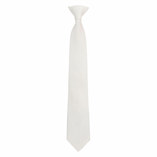 Pearled Ivory Plain Twill Clip On Tie