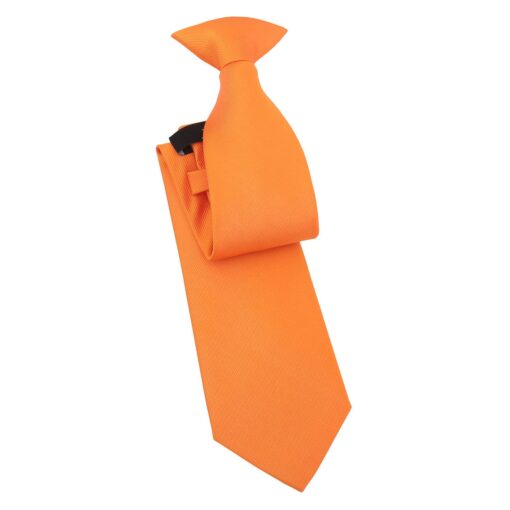 Tangerine Plain Twill Clip On Tie