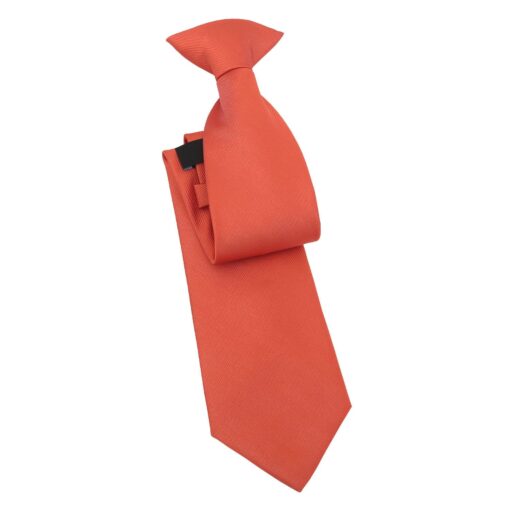 Terracotta Orange Plain Twill Clip On Tie