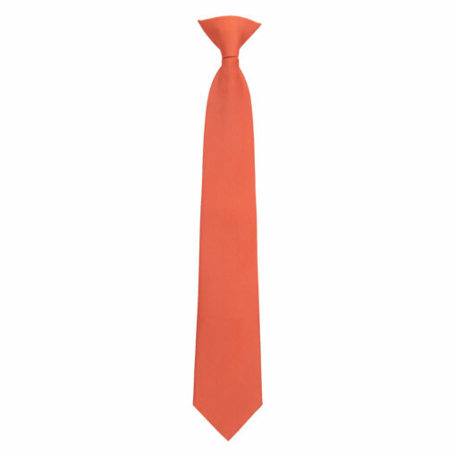 Terracotta Orange Plain Twill Clip On Tie