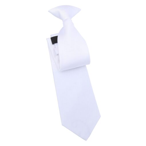 White Plain Twill Clip On Tie