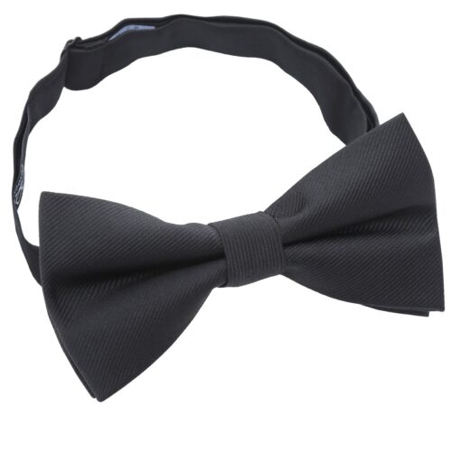 Black Plain Twill Pre-Tied Thistle Bow Tie