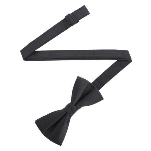 Black Plain Twill Pre-Tied Thistle Bow Tie