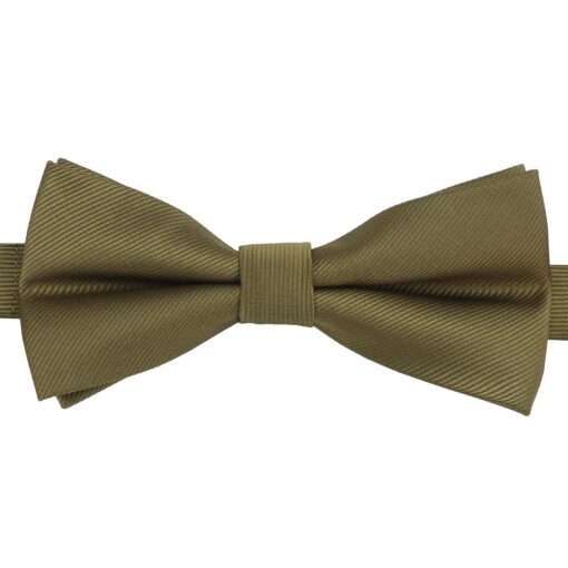 Olive Green Plain Twill Pre-Tied Thistle Bow Tie