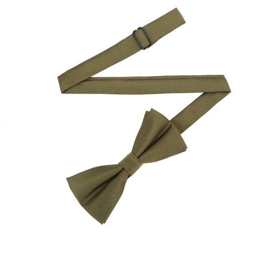 Olive Green Plain Twill Pre-Tied Thistle Bow Tie