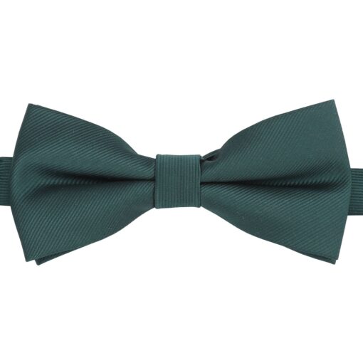 Dark Green Plain Twill Pre-Tied Thistle Bow Tie