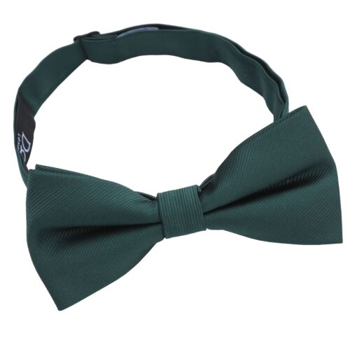 Dark Green Plain Twill Pre-Tied Thistle Bow Tie