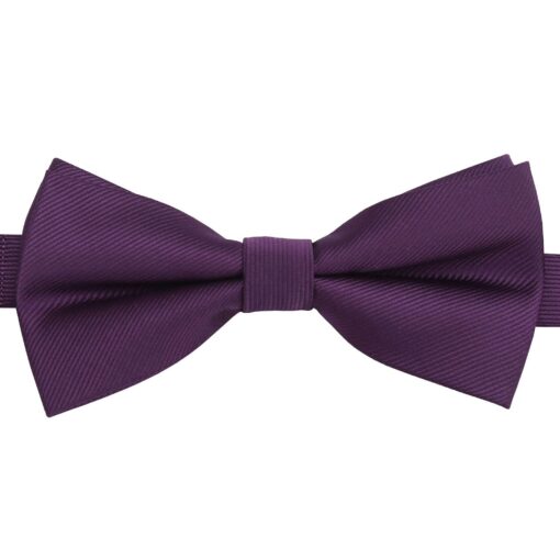 Aubergine Purple Plain Twill Pre-Tied Thistle Bow Tie