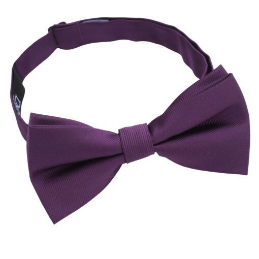 Aubergine Purple Plain Twill Pre-Tied Thistle Bow Tie