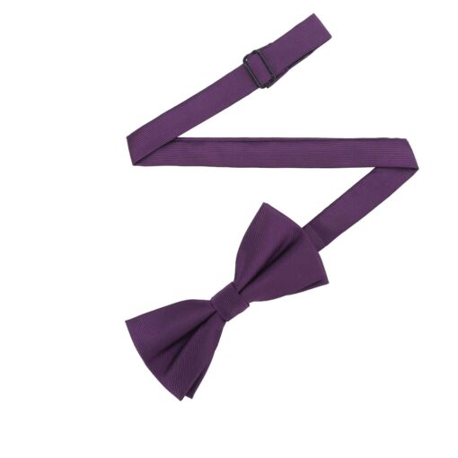 Aubergine Purple Plain Twill Pre-Tied Thistle Bow Tie