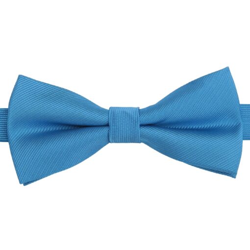 Azure Blue Plain Twill Pre-Tied Thistle Bow Tie