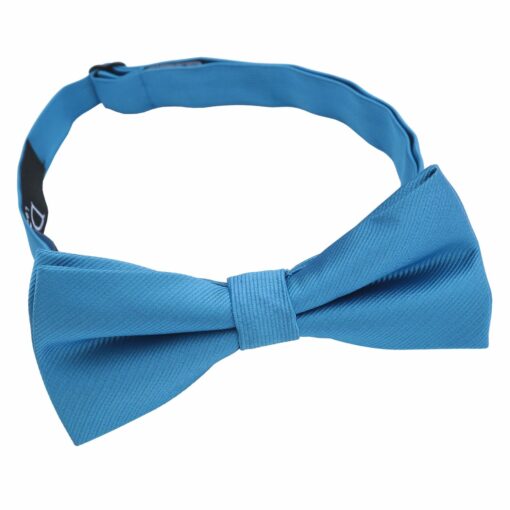 Azure Blue Plain Twill Pre-Tied Thistle Bow Tie