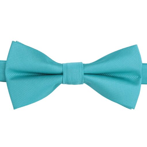 Turquoise Green Plain Twill Pre-Tied Thistle Bow Tie