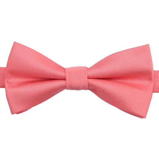 Coral Plain Twill Pre-Tied Thistle Bow Tie