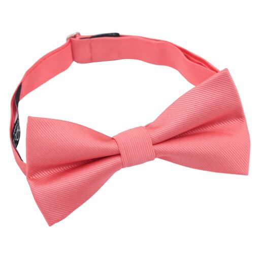 Coral Plain Twill Pre-Tied Thistle Bow Tie