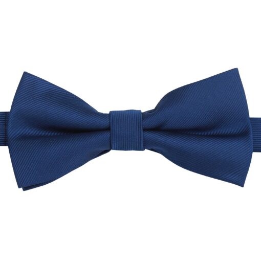 Navy Blue Plain Twill Pre-Tied Thistle Bow Tie