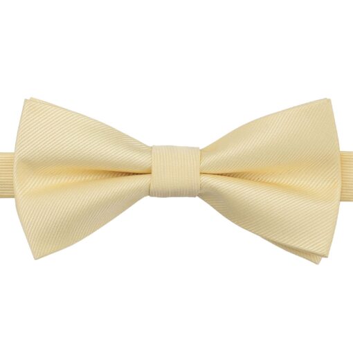 Pale Yellow Plain Twill Pre-Tied Bow Tie