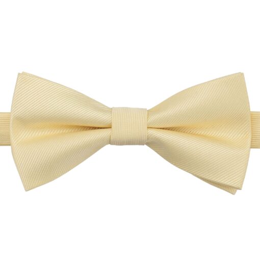 Pale Yellow Plain Twill Pre-Tied Thistle Bow Tie