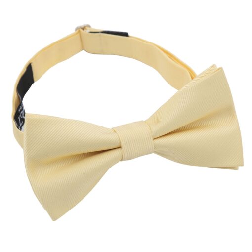 Pale Yellow Plain Twill Pre-Tied Thistle Bow Tie