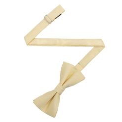 Pale Yellow Plain Twill Pre-Tied Bow Tie