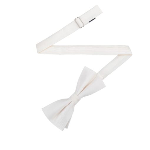 Pearled Ivory Plain Twill Pre-Tied Bow Tie