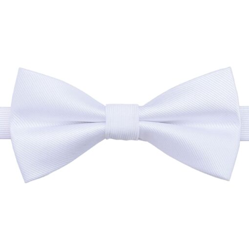 White Plain Twill Pre-Tied Thistle Bow Tie