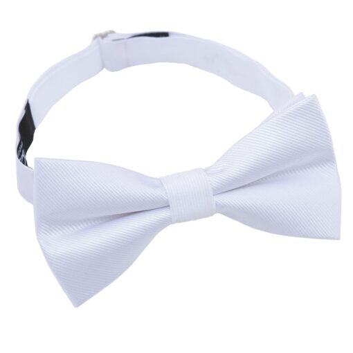 White Plain Twill Pre-Tied Thistle Bow Tie