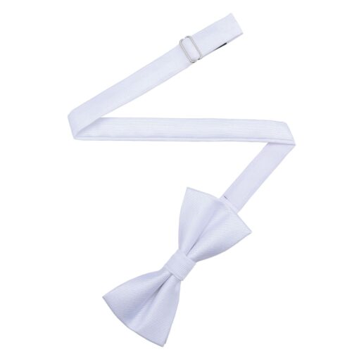 White Plain Twill Pre-Tied Thistle Bow Tie