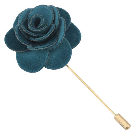 Teal Plain Velvet Lapel Pin
